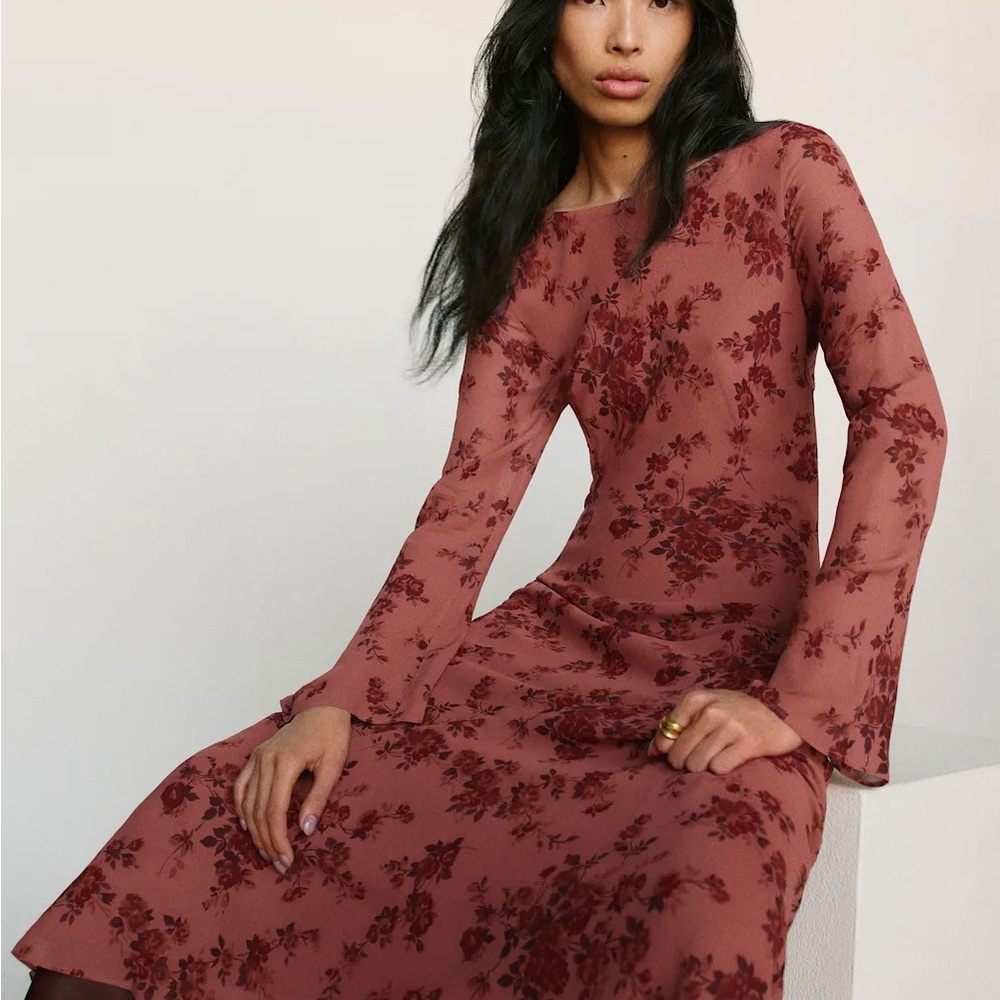 Elegant Floral Long Sleeve Dress